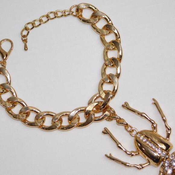 Large Beetle ring cuff bracelet connected ring Cuff Bracelets Set -Men /Women - Picture 3 of 10